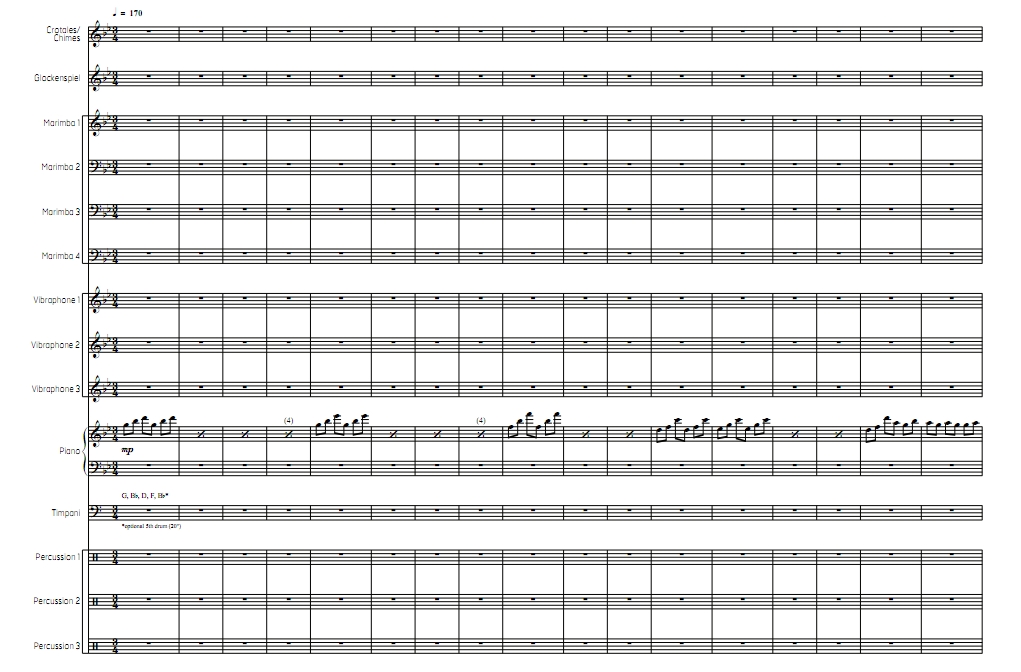 玻璃罩 中-高级 马林巴颤音琴钢琴等 打击乐十四重奏总谱 有试听