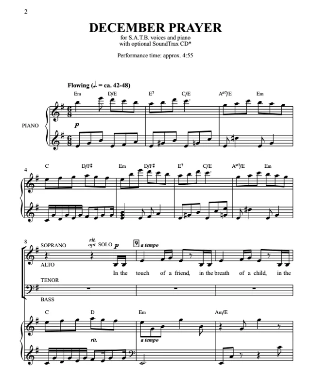 十二月的祷告 SATB 四声部混声 吉尔平版 合唱线谱 有试听-云音圈