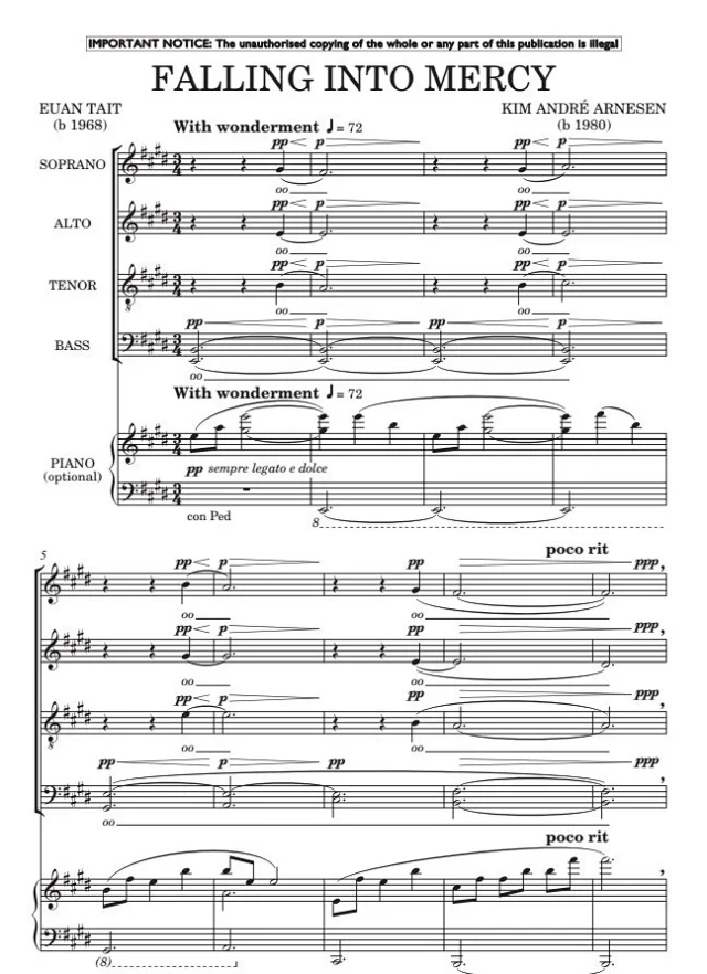 Falling Into Mercy SATB 四声部混声+钢琴 合唱线谱  有试听-云音圈