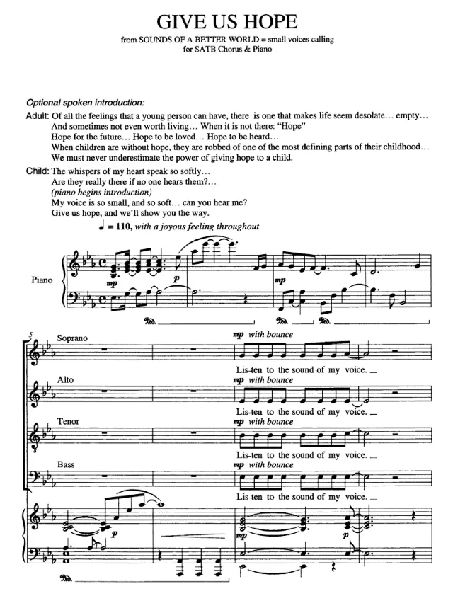 Give Us Hope SATB 四声部混声 合唱线谱 有试听-云音圈
