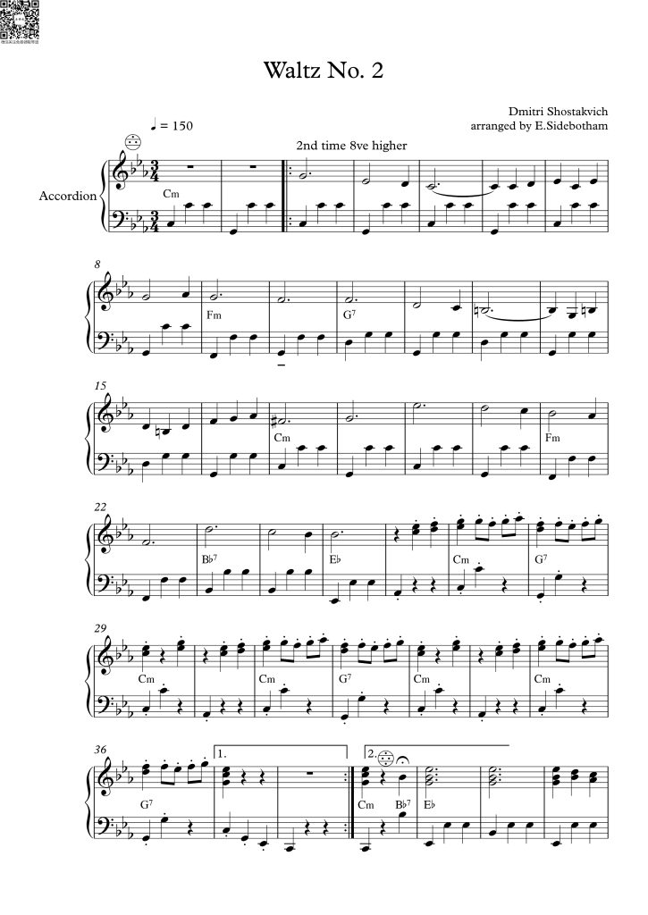 第二圆舞曲 手风琴独奏  有试听-云音圈