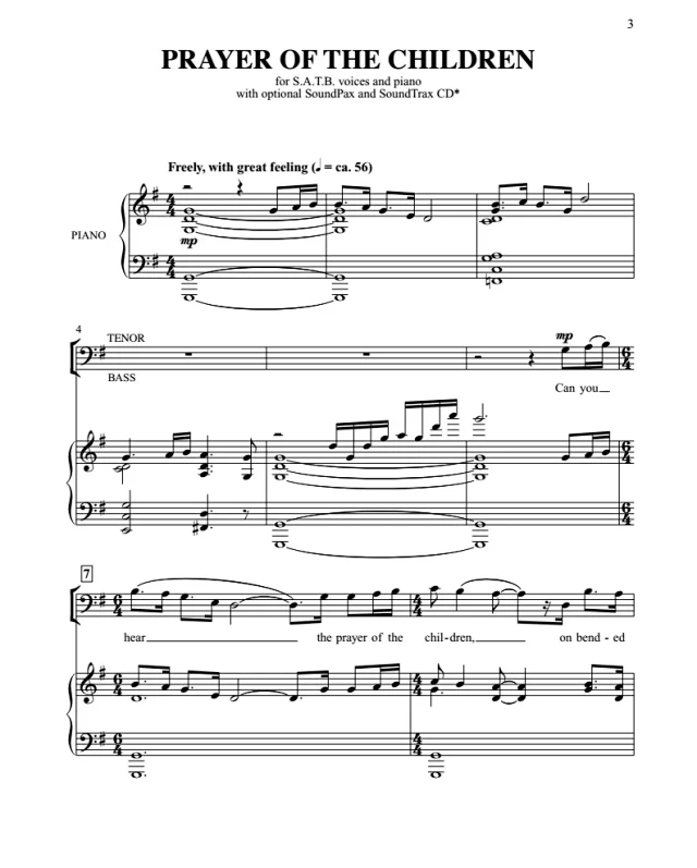Prayer of the Children SATB 四声部混声 合唱线谱 有试听-云音圈