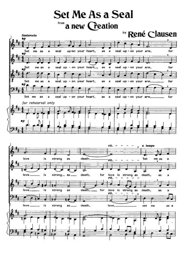 Set Me As A Seal 阿卡贝拉 SATB 四声部混声无伴奏 合唱线谱 有试听-云音圈