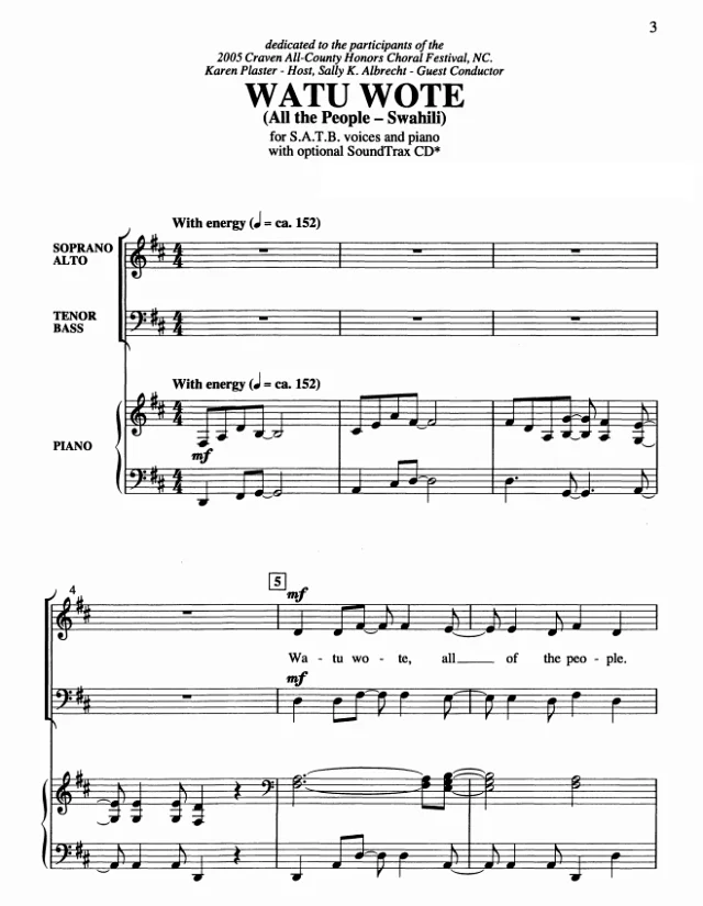 Watu Wote 非洲风格 SATB 四声部混声 合唱线谱-云音圈
