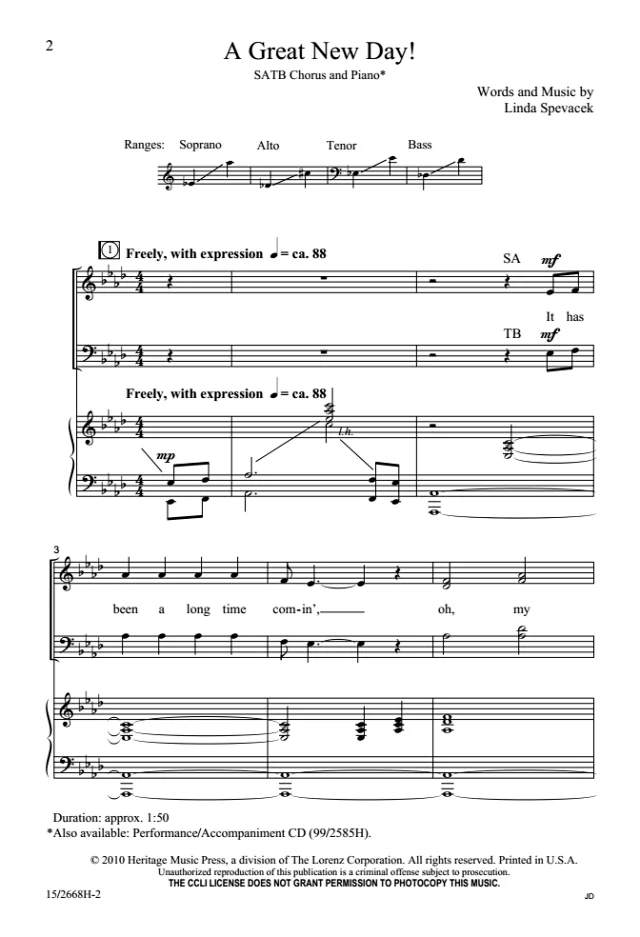 伟大的新一天 SATB 四声部混声+钢琴谱 合唱线谱 有试听-云音圈