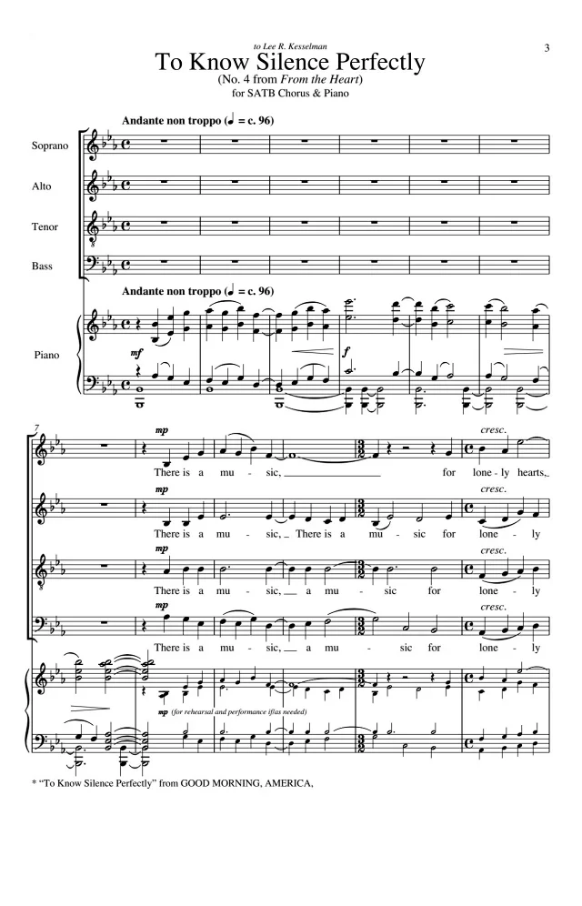 完全感受静默 SATB 四声部混声+钢琴 布鲁贝克版 合唱线谱 有试听-云音圈