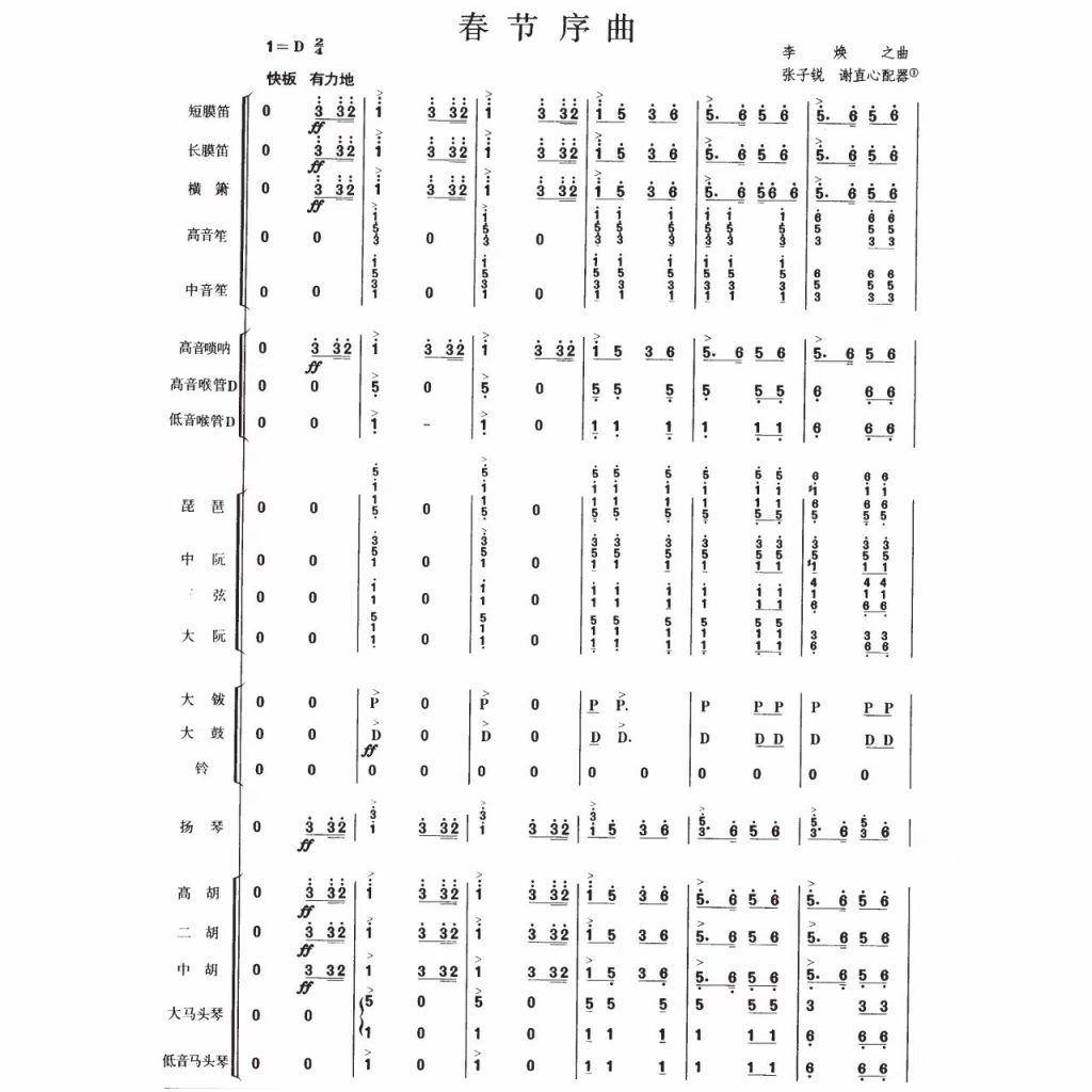 春节序曲  民乐合奏总分谱  简谱-云音圈