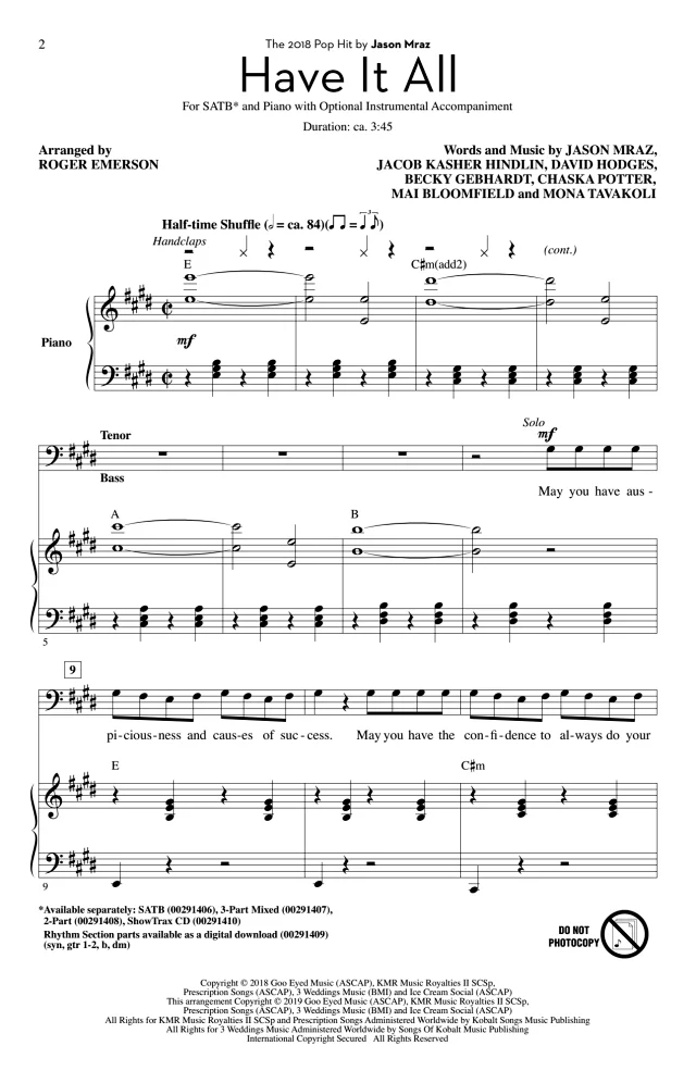 男巫 Have It All SATB 四声部混声 流行合唱线谱 有试听-云音圈