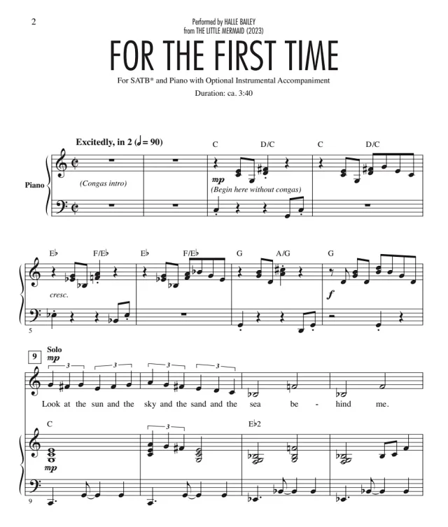 小美人鱼 For The First Time 赫夫版 SATB 四声部混声 流行合唱线谱 有试听-云音圈
