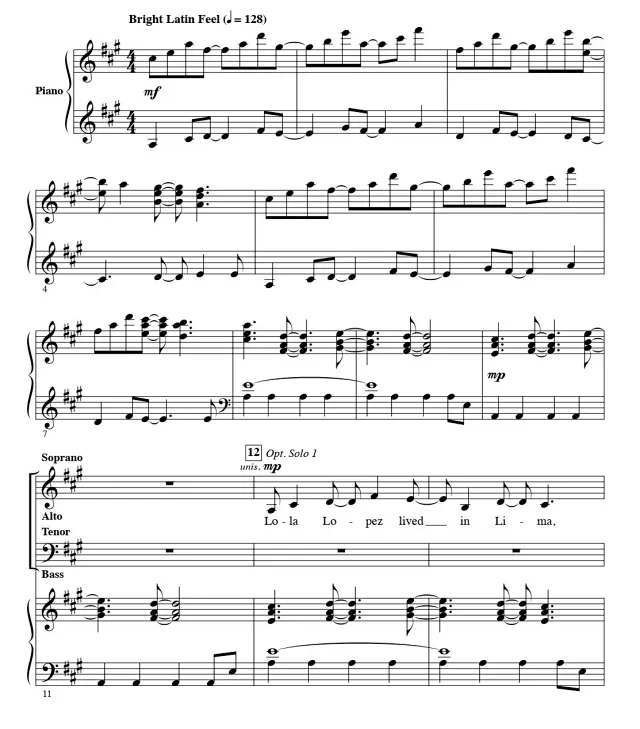 亲爱的埃德温 Hola, Lola! 米勒版 SATB 四声部混声 合唱线谱 有试听-云音圈