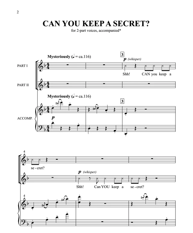 商品为合唱线谱  你能保守秘密吗 Can You Keep A Secret 二部童声女声+钢琴 合唱线谱 有试听-云音圈