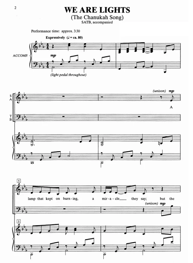 我们是光 We Are Lights 斯蒂芬斯版 SATB 四声部混声+钢琴 合唱线谱  有试听-云音圈