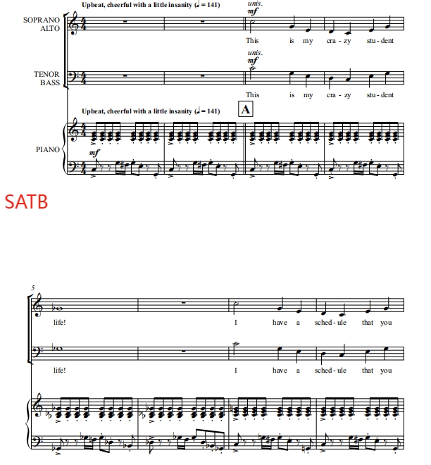 我的疯狂校园生活 This Is My Crazy Student Life SATB 四声部混声 合唱线谱  有试听-云音圈