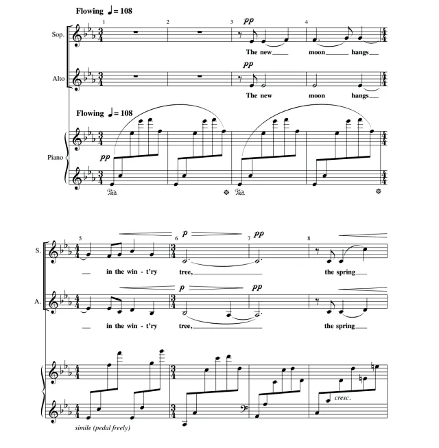 新月 The New Moon SATB 四声部混声+钢琴 合唱线谱 有试听-云音圈