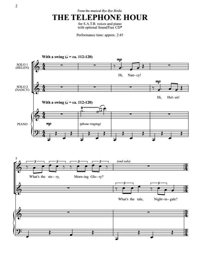 电话时间 The Telephone Hour SATB 四声部混声 合唱线谱 有试听-云音圈