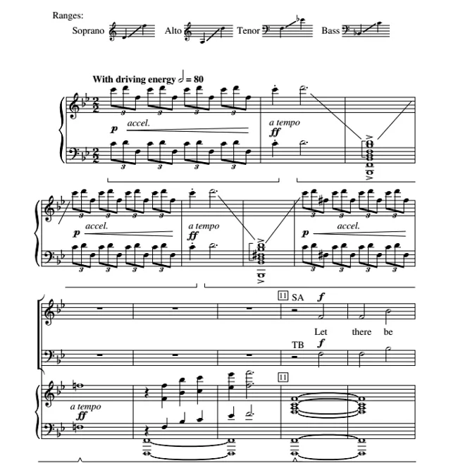 让音乐响起 Let There Be Music! 斯佩伐克版 SATB 四声部混声+钢琴 合唱线谱 有试听-云音圈