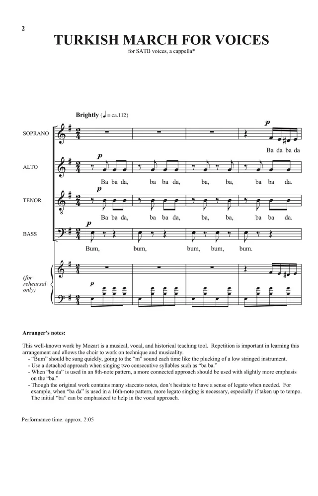 商品为合唱线谱 莫扎特 土耳其进行曲 阿卡贝拉 SATB 四声部混声无伴奏合唱 有试听-云音圈