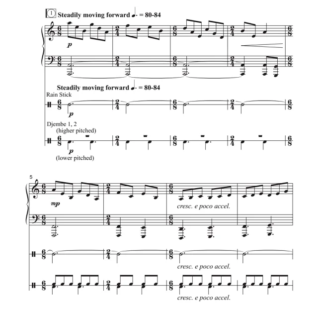 合唱线谱  雨的声音 Rain Music 四声部混声合唱线谱 SATB  有试听-云音圈