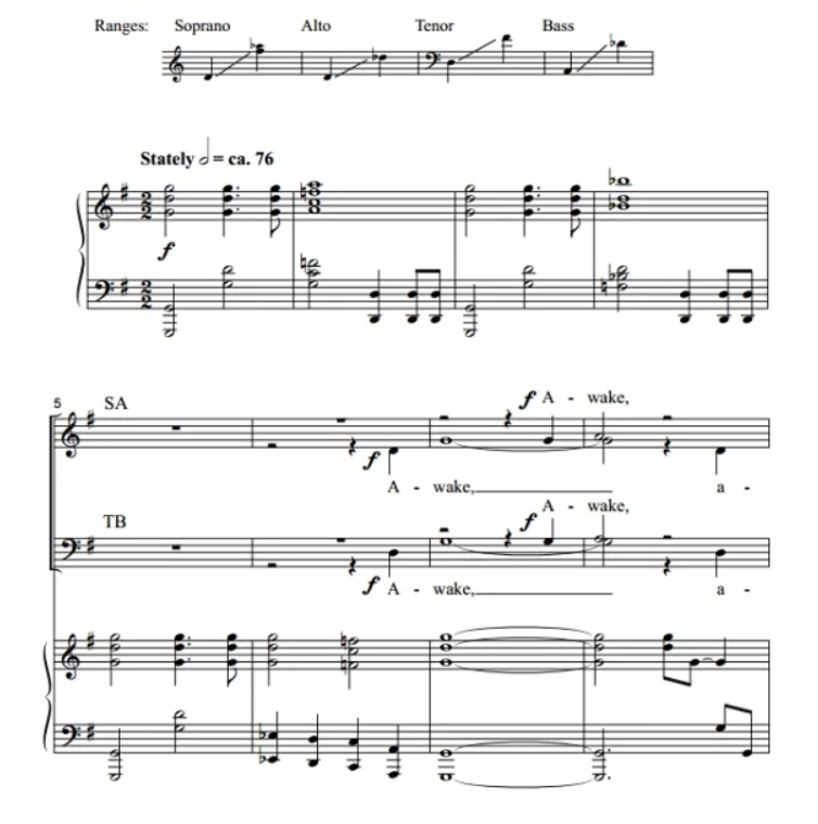 合唱线谱  Awake, My Soul, and Sing! SATB 四声部混声合唱 有试听-云音圈