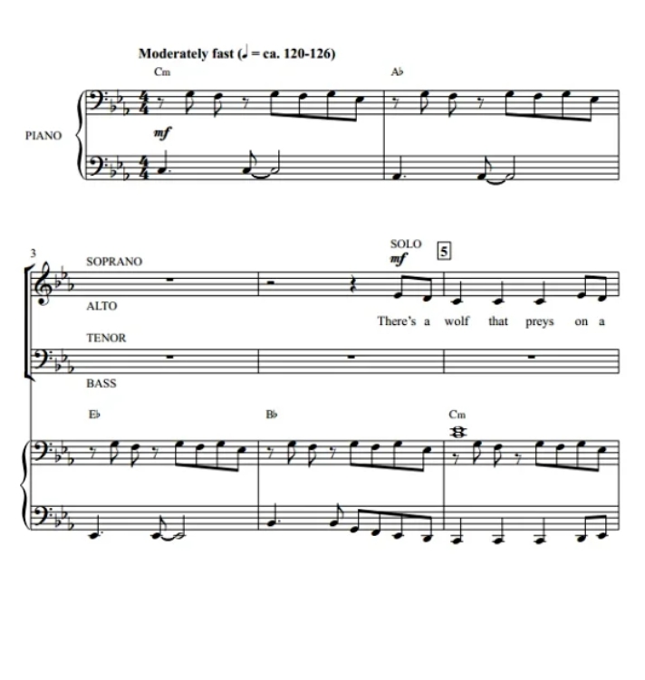 合唱线谱  I Dare You 贝克版 SATB 四声部混声流行合唱 有试听-云音圈