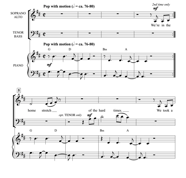合唱线谱  The Bones SATB 四声部混声流行合唱谱  有试听-云音圈