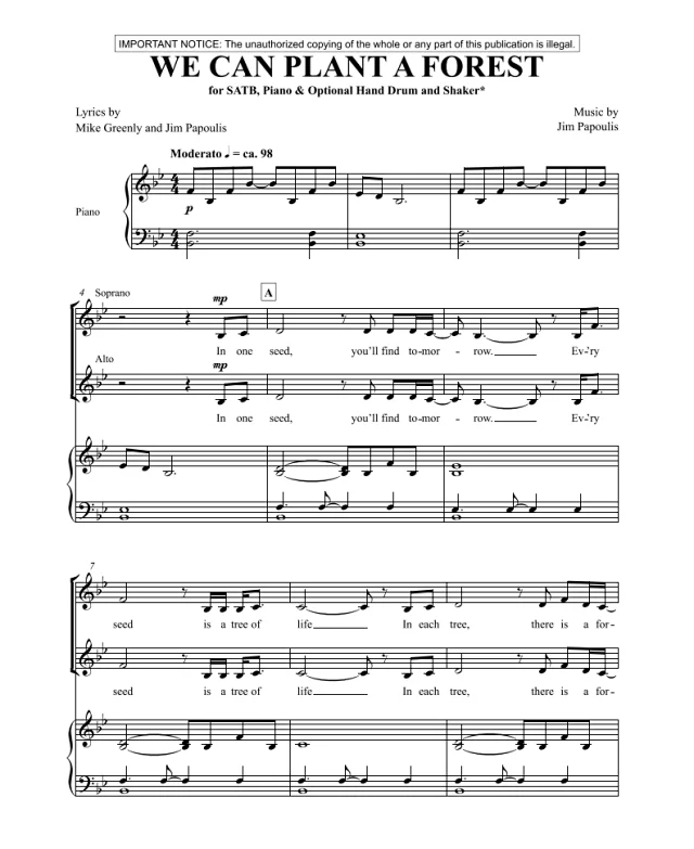 合唱线谱  We Can Plant A Forest SATB 四声部混声合唱谱 有试听-云音圈