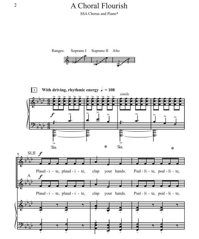 商品为SSA 三声部合唱线谱 A Choral Flourish  斯佩伐克版 童声女声合唱谱 有试听-云音圈