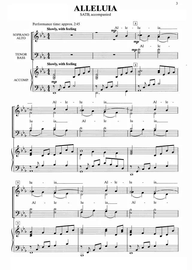 商品为SATB 四声部合唱线谱 Alleluia 斯蒂芬斯版 混声合唱谱 有试听-云音圈