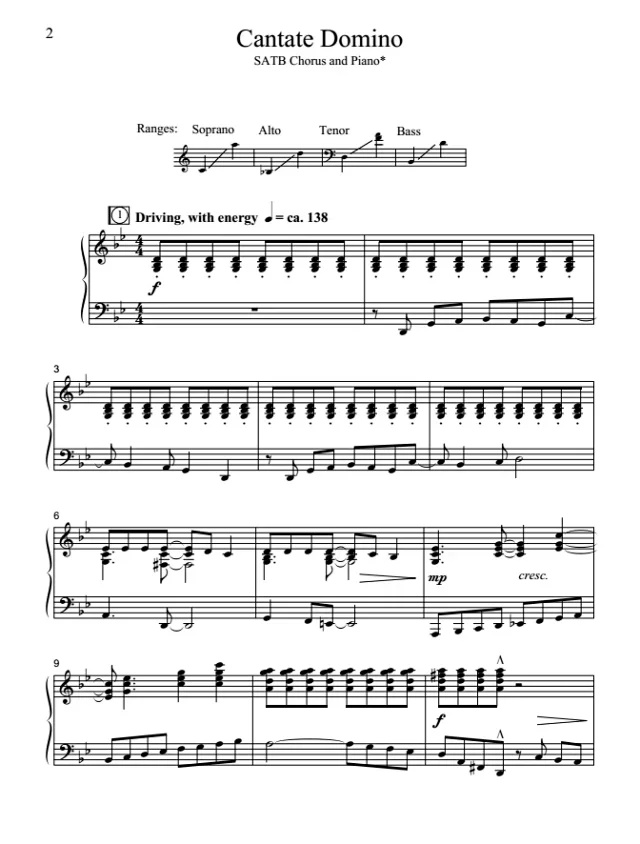 商品为SATB 四声部合唱线谱 Cantate Domino 海斯版 混声合唱+钢琴谱 有试听-云音圈