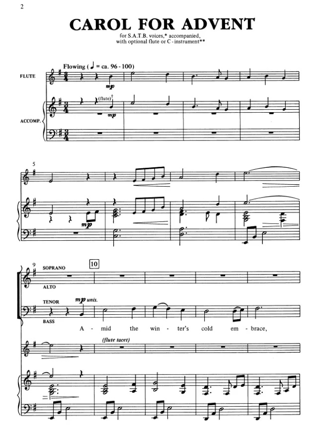 商品为SATB 四声部合唱线谱 将临颂歌 Carol for Advent 贝西格版 混声合唱谱 有试听-云音圈