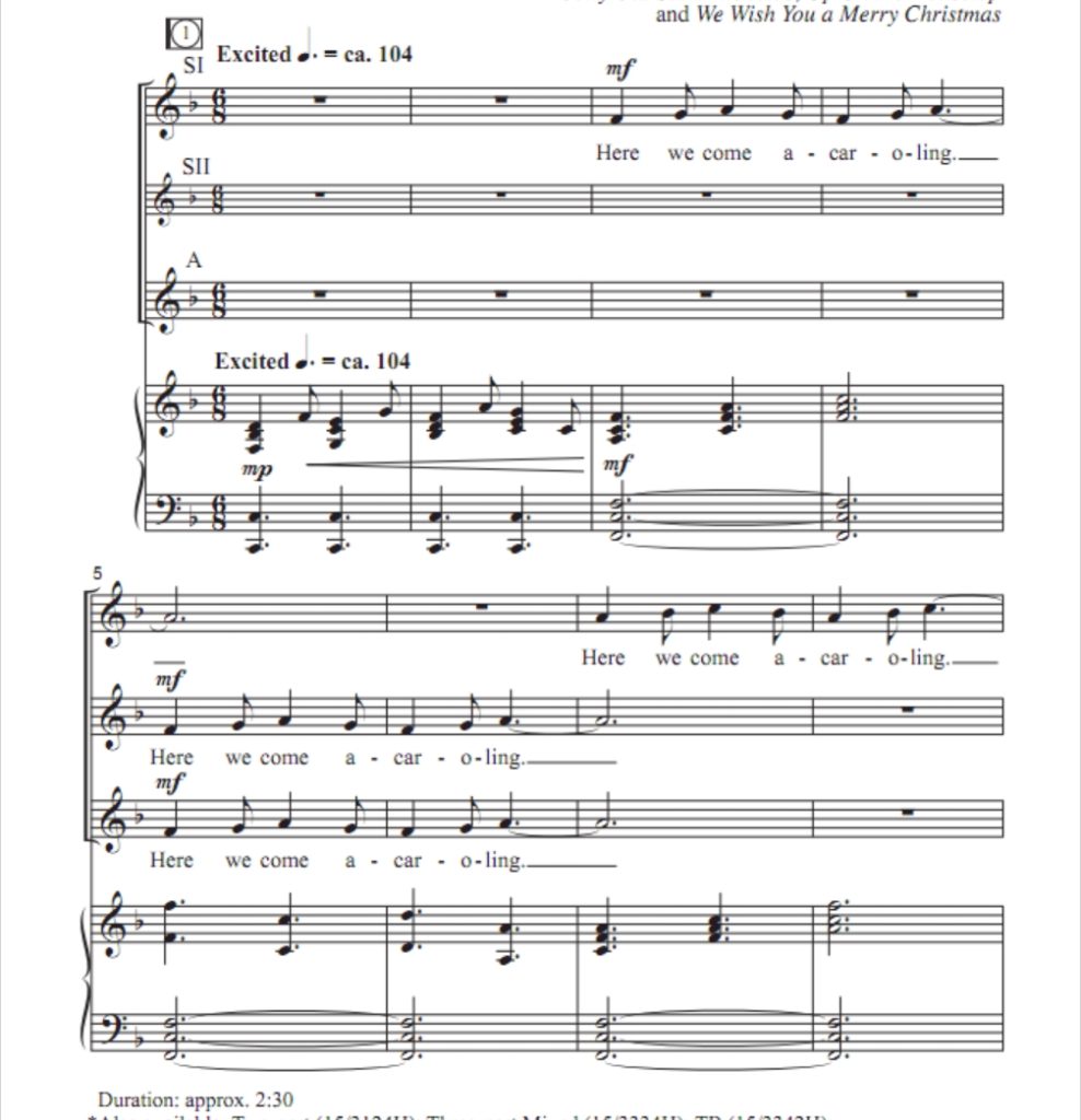 商品为SSA 三声部合唱线谱 欢乐叮当圣诞歌串烧 A Jolly, Jingling Carol Medley 吉尔平版 童声女声合唱谱 有试听-云音圈
