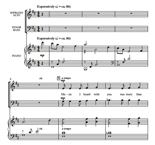 商品为合唱线谱 我听到的音乐 Music I Heard SATB 四声部混声合唱  有试听-云音圈