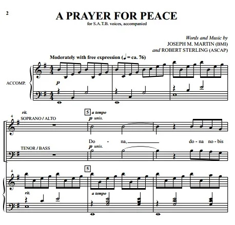 商品为合唱伴奏音频mp3 祈祷和平 A Prayer For Peace 斯特林版 合唱伴奏音频 有试听-云音圈