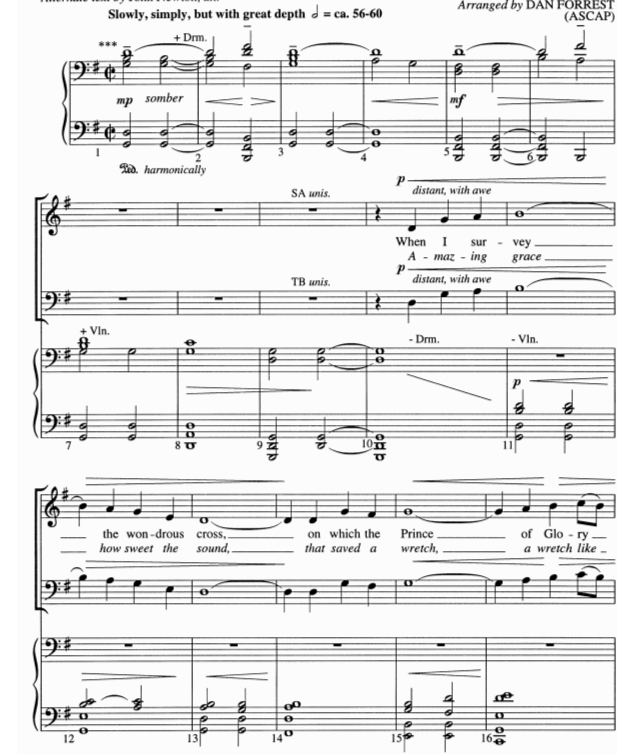 商品为SATB 四声部合唱线谱 当我调查奇妙的十字架时 福里斯特版 混声合唱+钢琴谱 有试听-云音圈