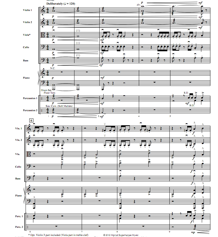 复仇者联盟主题曲 3-4级 交响弦乐团+钢琴+打击乐 总谱+分谱 有试听-云音圈