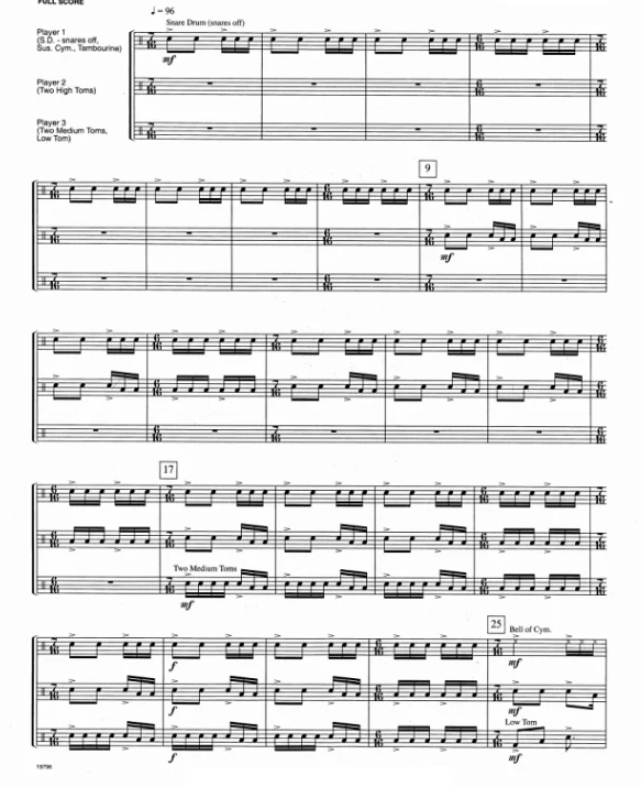Time Mixer 格拉索克版 高级 打击乐三重奏总谱+分谱 有试听-云音圈