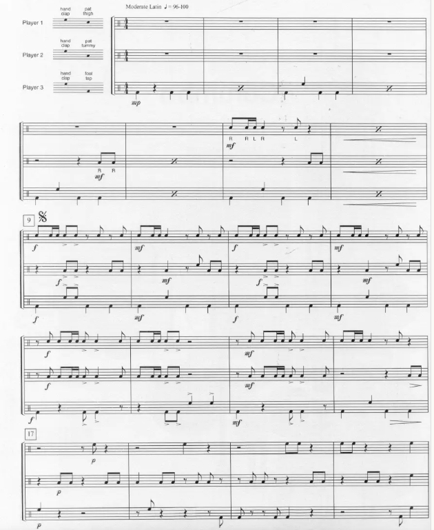 混蛋伦巴舞曲 初-中级 肢体打击乐三重奏总谱+分谱 有试听-云音圈