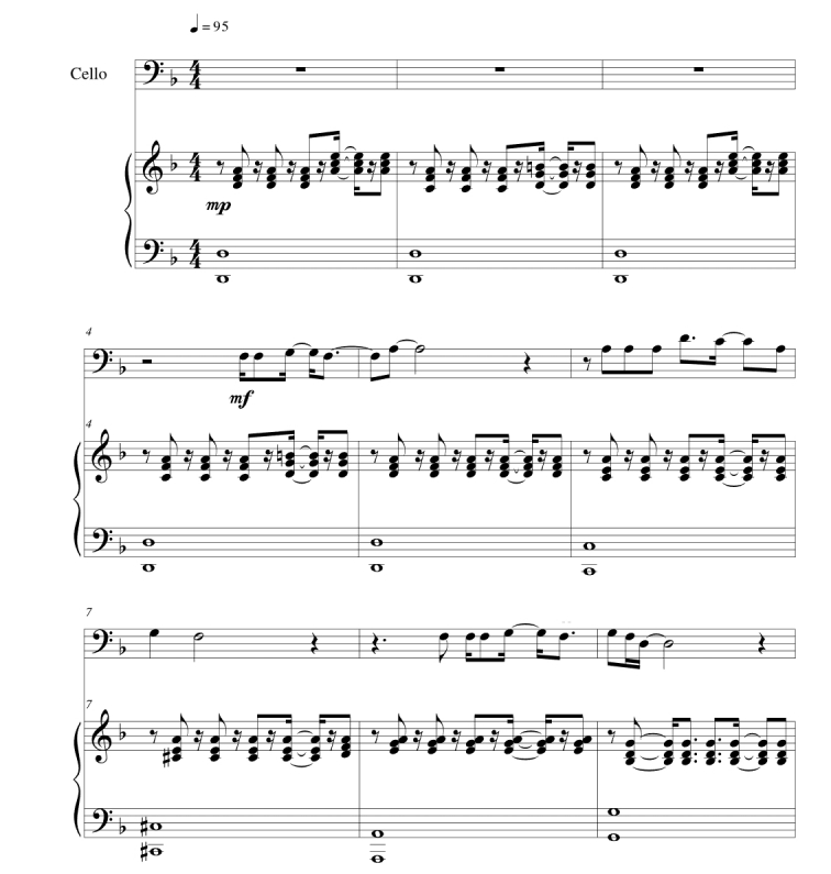 感觉 大提琴钢琴总分谱 有试听-云音圈