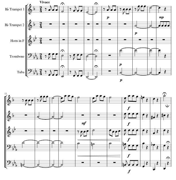 第五交响曲第一乐章 铜管五重奏 总谱+分谱 有试听-云音圈
