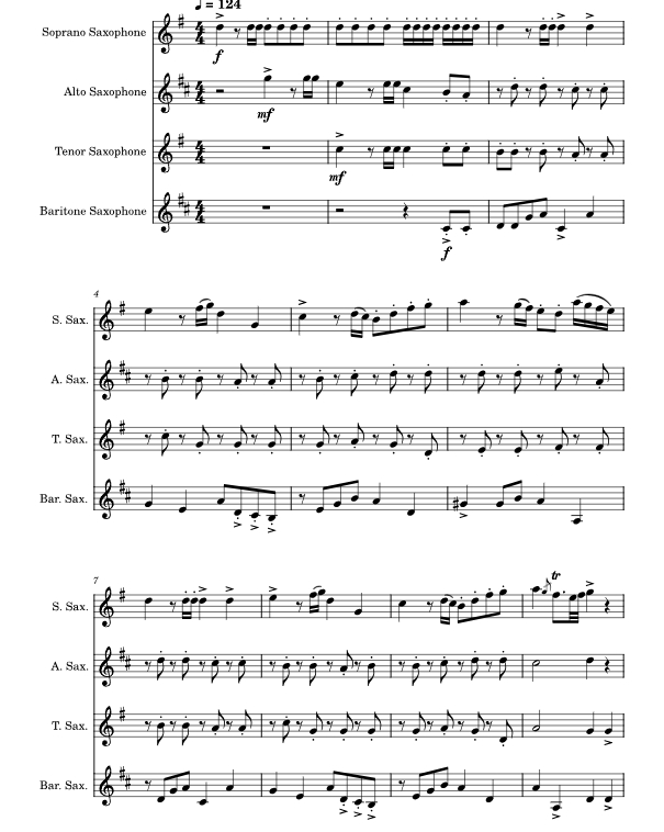 霍格沃兹进行曲 SATB萨克斯四重奏 总谱+分谱  有试听-云音圈