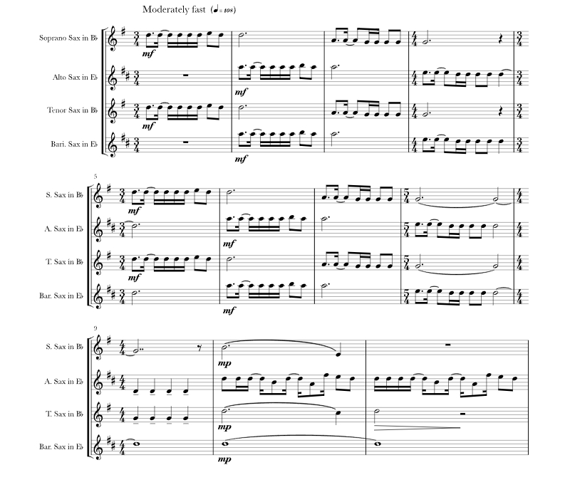 夏威夷过山车之旅 萨拉版 SATB 萨克斯四重奏 总谱+分谱 有试听-云音圈