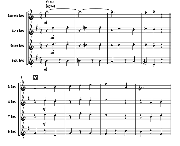 标价非售价 蓝调小夜曲 莱谢克版 SATB 萨克斯四重奏 有试听-云音圈