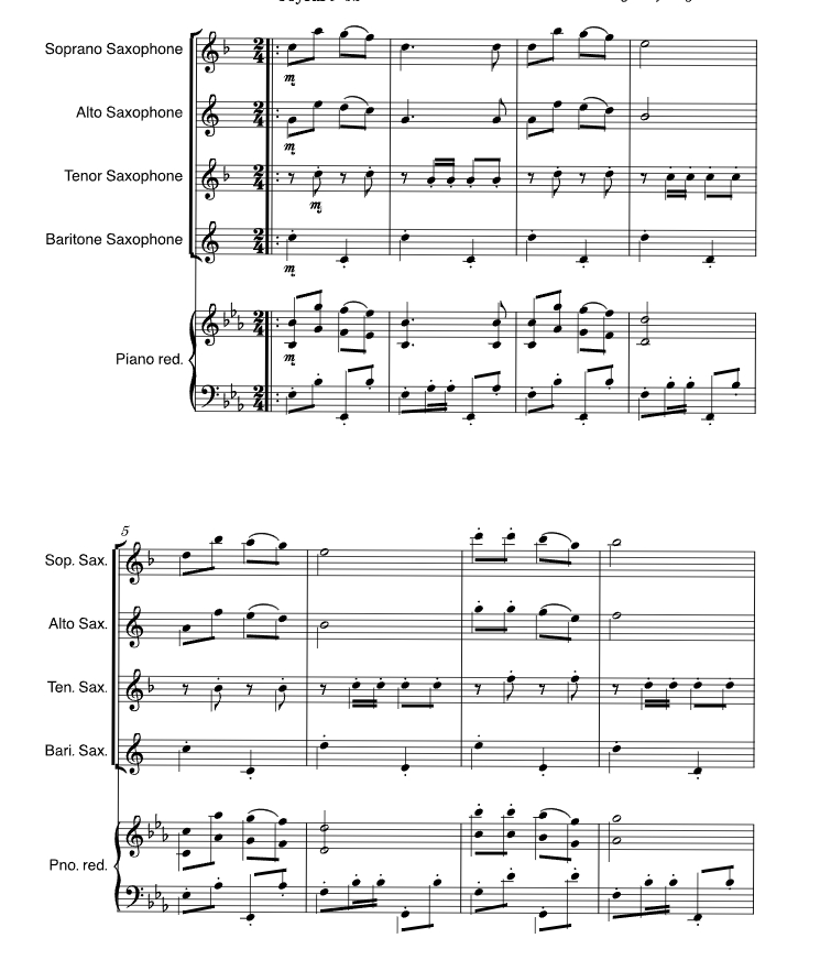 铃儿响叮当 Jingle Bells 蒂亚戈版 SATB 萨克斯四重奏+钢琴 总谱+分谱 有试听-云音圈
