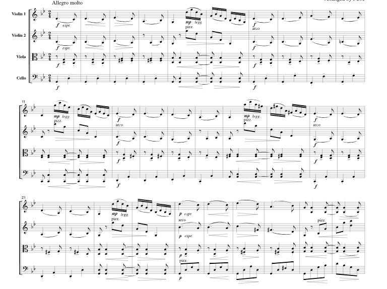 标价非售价 勃拉姆斯 第一匈牙利舞曲官方原版 弦乐四重奏 总谱+分谱 有试听-云音圈
