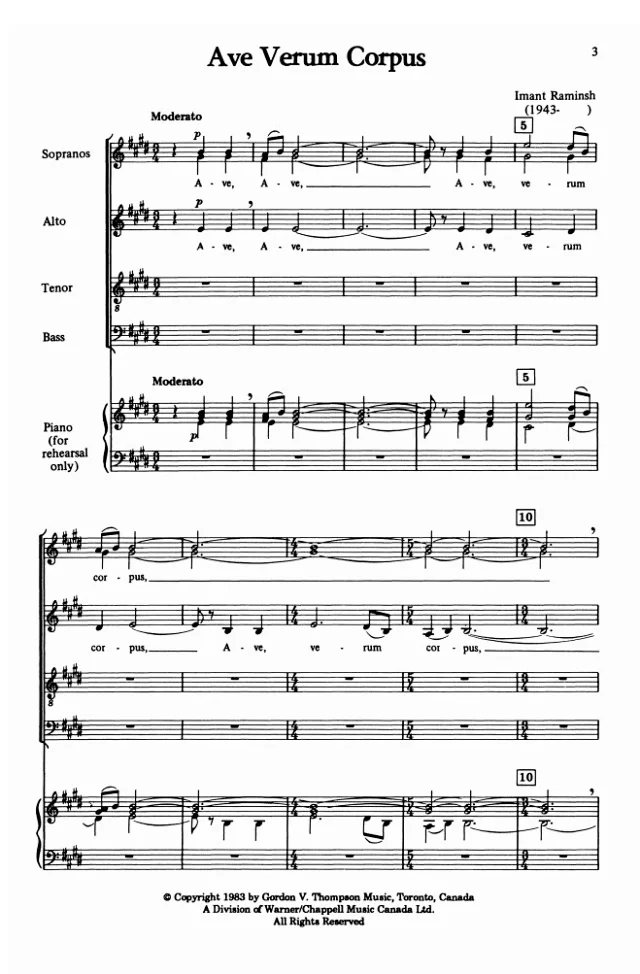 Ave Verum Corpus 阿卡贝拉 SATB 四声部混声无伴奏 合唱线谱-云音圈