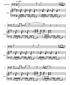 Dancing queen 大提琴钢琴 总分谱-云音圈