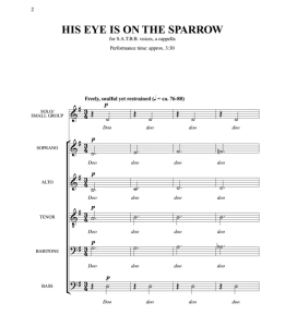 His Eye Is On the Sparrow SATBB 五声部混声无伴奏 阿卡贝拉 合唱线谱 修女也疯狂2-云音圈