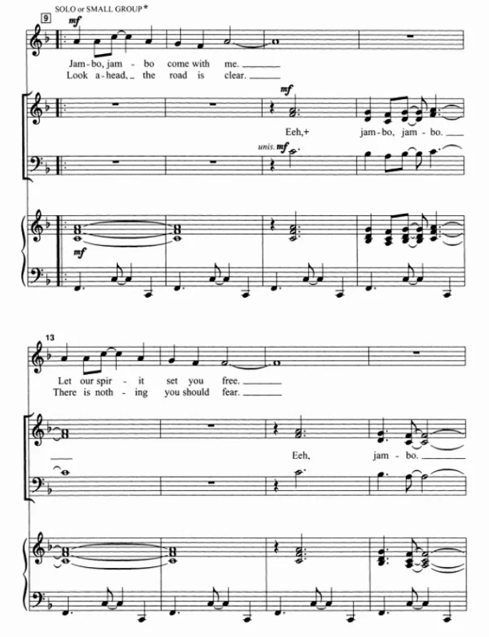 图片[2]-Jambo, Karibu Kwa Afrika SATB 四声部混声 西姆斯版 合唱线谱  有试听-云音圈
