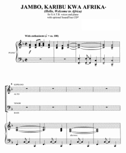 Jambo, Karibu Kwa Afrika SATB 四声部混声 西姆斯版 合唱线谱  有试听-云音圈