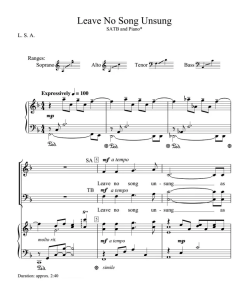 Leave No Song Unsung SATB 四声部混声 合唱线谱  有试听-云音圈